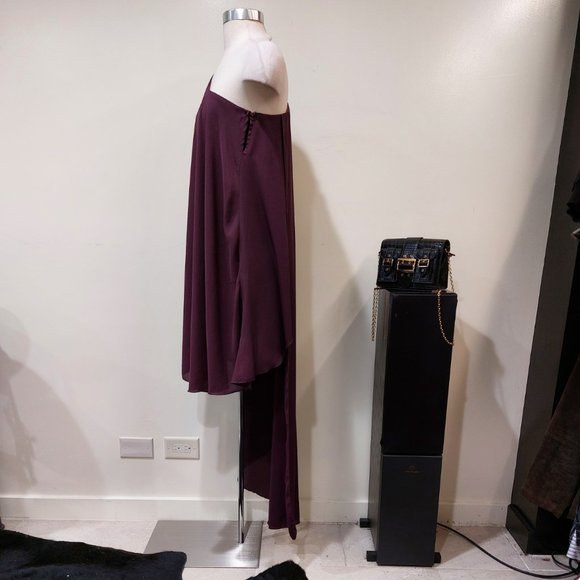 💥CHIC & SEXY💥VENUS One Shoulder Asymmetrical Cape Dress in Plum - Picture 3 of 12